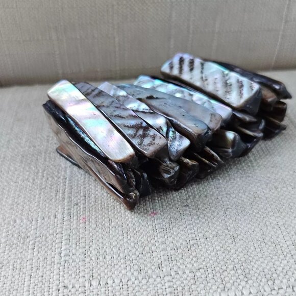 Fashion Bracelet Brown Faux Stone Stretched Wide Wrist Band Fashion Jewelry - Picture 8 of 10